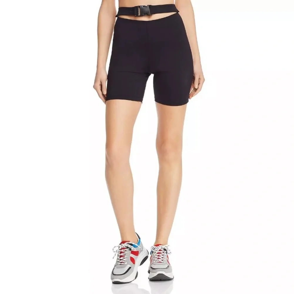NWT [Tiger Mist] Tyler Black High Rise Buckled Fashion Bike Shorts Womens Sz XS - Picture 2 of 8